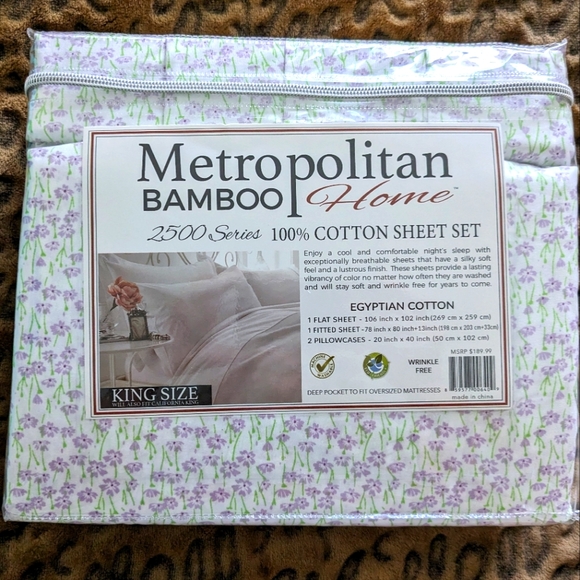 KING or CALIFORNIA KING Metropolitan 100% Cotton Sheet Set 6 Pieces - Picture 2 of 2